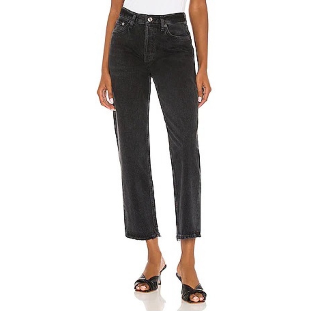AGOLDE Lana Mid-Rise Cropped Jean Black Size 23